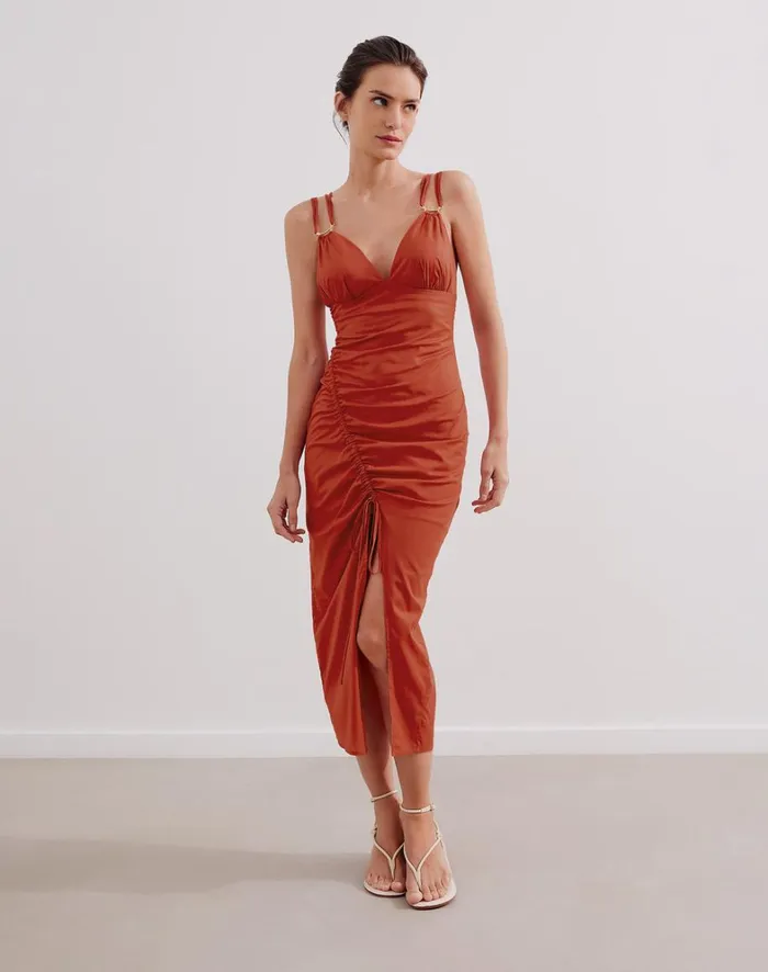 Women ViX Paula Hermanny Dresses Misa Detail Midi Dress 8211 Brick