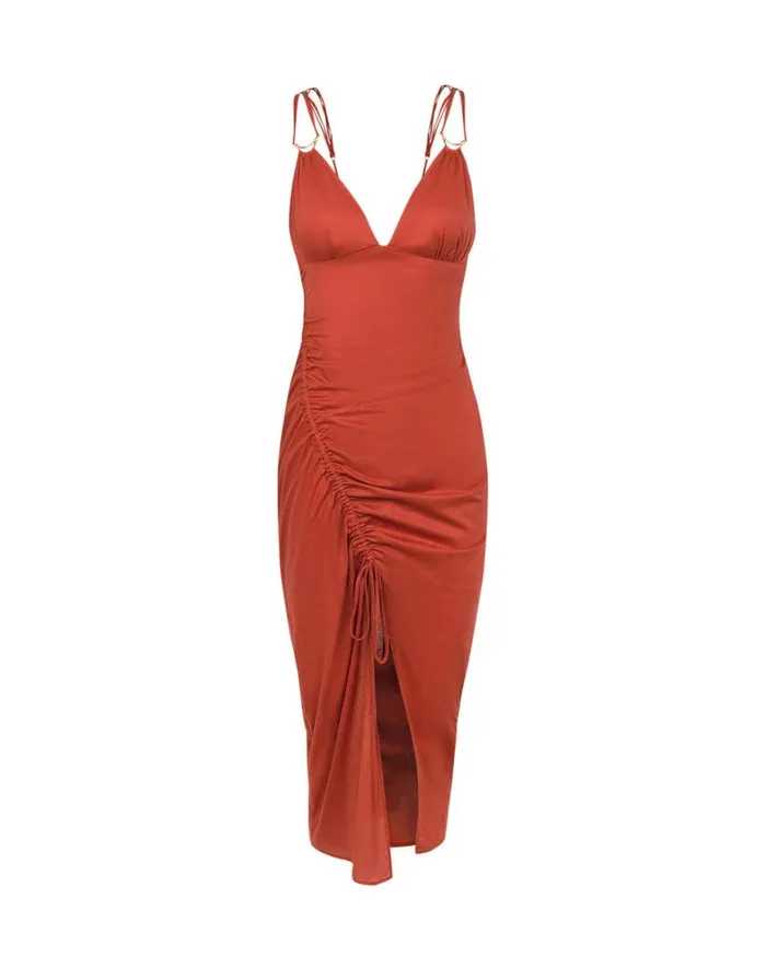 Women ViX Paula Hermanny Dresses Misa Detail Midi Dress 8211 Brick