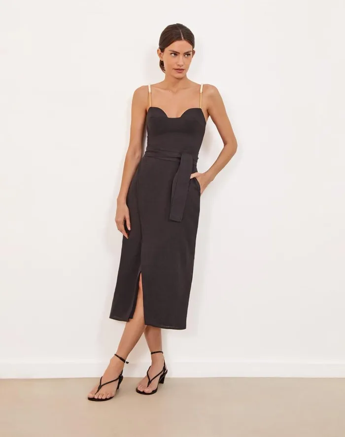Women ViX Paula Hermanny Dresses Nila Detail Midi Dress 8211 Black