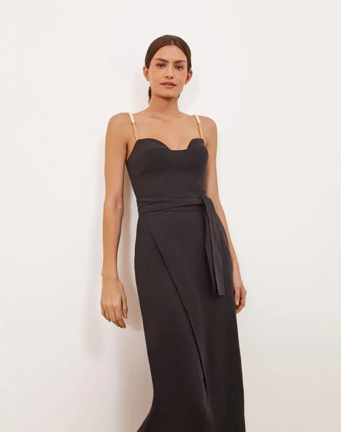 Women ViX Paula Hermanny Dresses Nila Detail Midi Dress 8211 Black