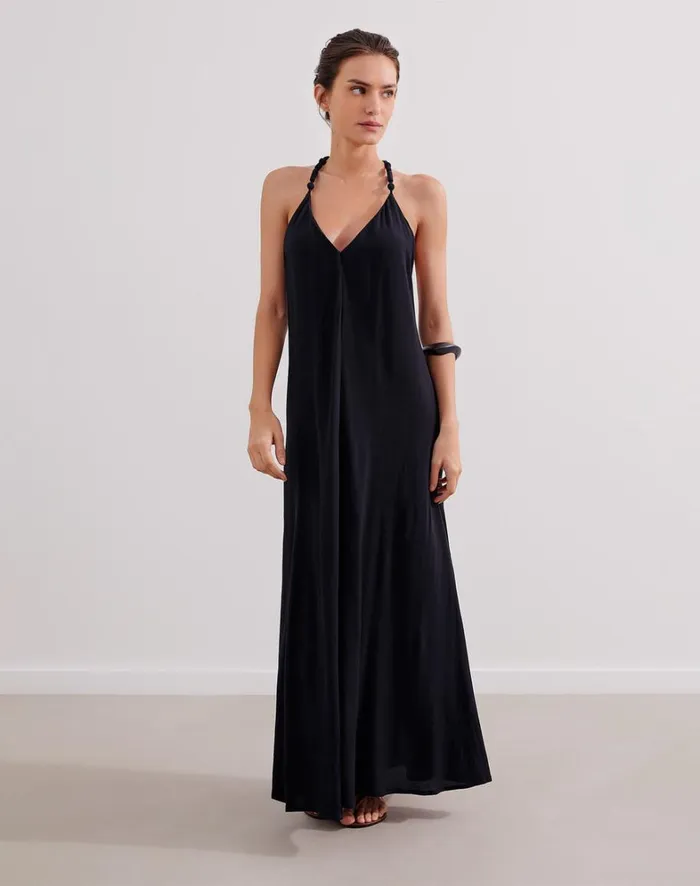 Women ViX Paula Hermanny Dresses Remi Detail Long Dress 8211 Black