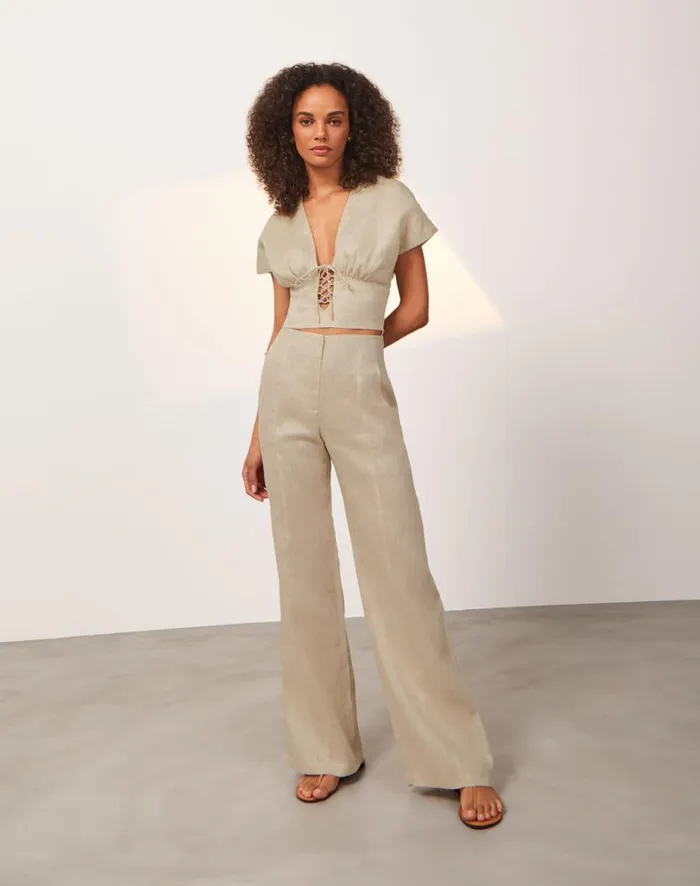 Women ViX Paula Hermanny Tops Saskia Short Sleeve Blouse 8211 Natural