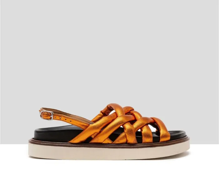 Women Wedges And Platforms Audley Shoes Flat Leather Sandal Heike Metallic