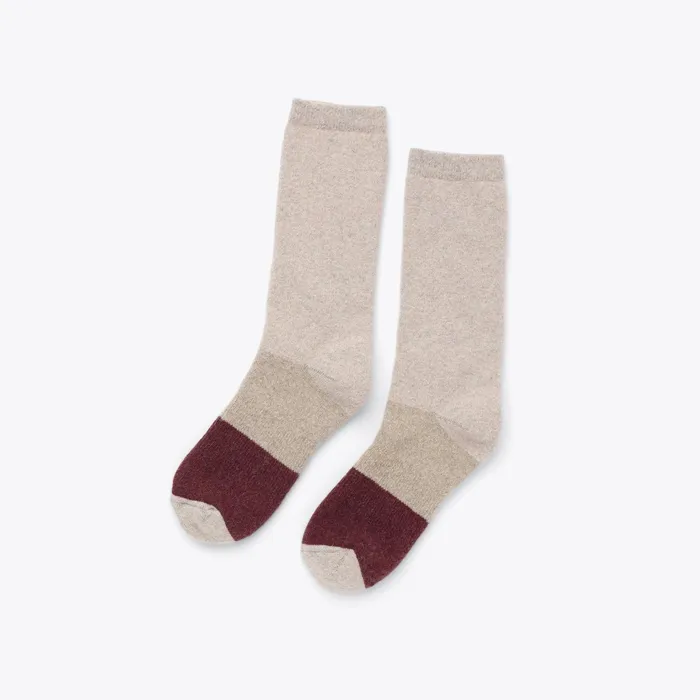 Women Wool Cushion Crew Hiker Sock KhakiBurgundy Nisolo Socks