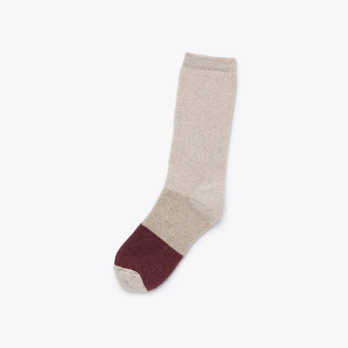 Women Wool Cushion Crew Hiker Sock KhakiBurgundy Nisolo Socks