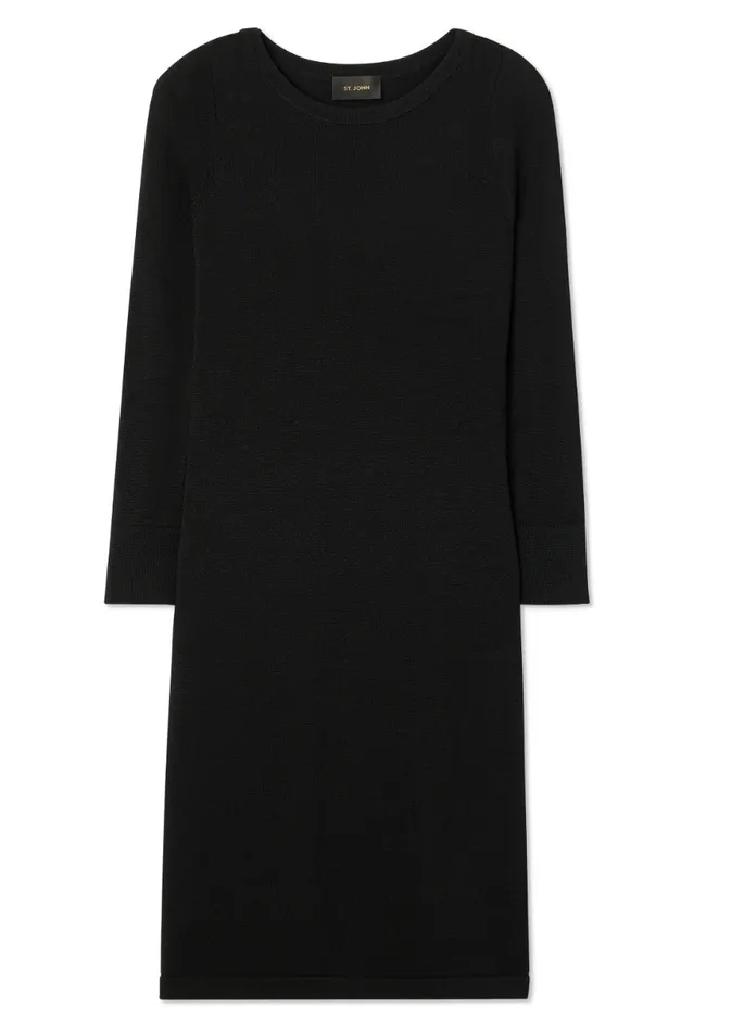 Women Workwear Dresses St John Santiago Knit Bateau Dress Black
