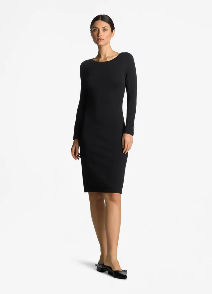 Women Workwear Dresses St John Santiago Knit Bateau Dress Black Women Workwear Dresses St John Santiago Knit Bateau Dress Black