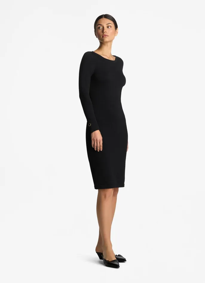Women Workwear Dresses St John Santiago Knit Bateau Dress Black Women Workwear Dresses St John Santiago Knit Bateau Dress Black
