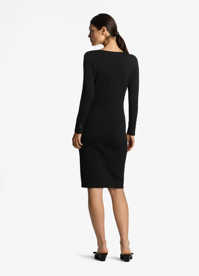 Women Workwear Dresses St John Santiago Knit Bateau Dress Black Women Workwear Dresses St John Santiago Knit Bateau Dress Black