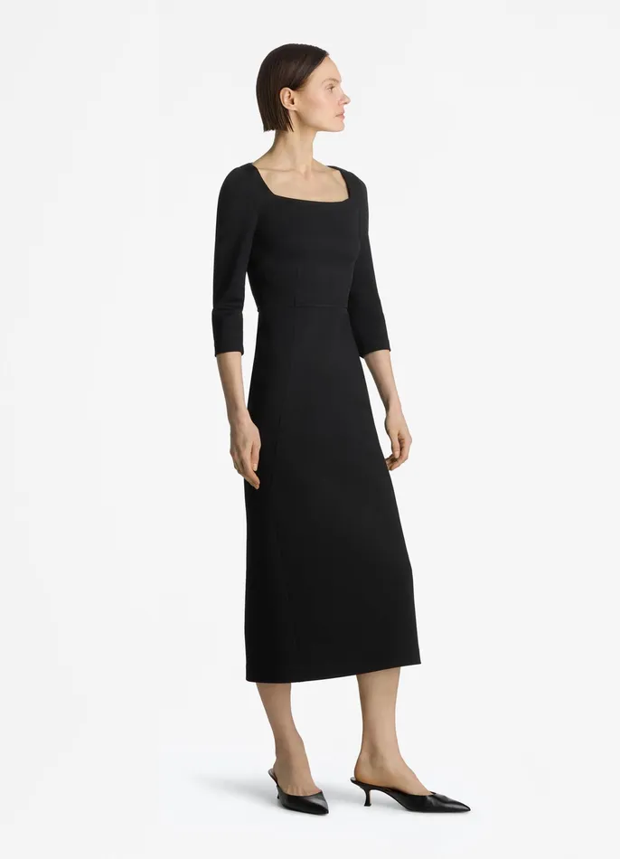 Women Workwear Dresses St John Stretch Square Neck 34 Sleeve Dress Black Women Workwear Dresses St John Stretch Square Neck 34 Sleeve Dress Black