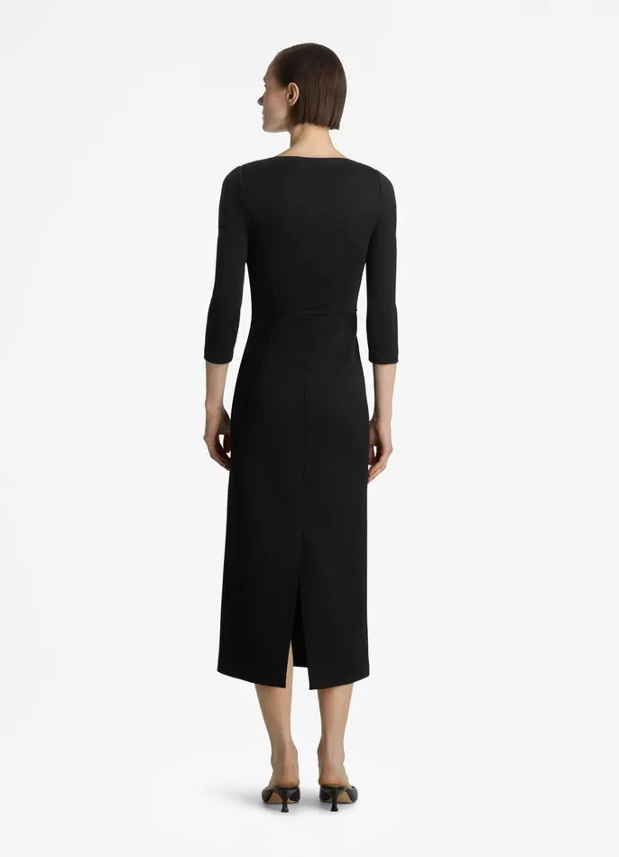 Women Workwear Dresses St John Stretch Square Neck 34 Sleeve Dress Black Women Workwear Dresses St John Stretch Square Neck 34 Sleeve Dress Black