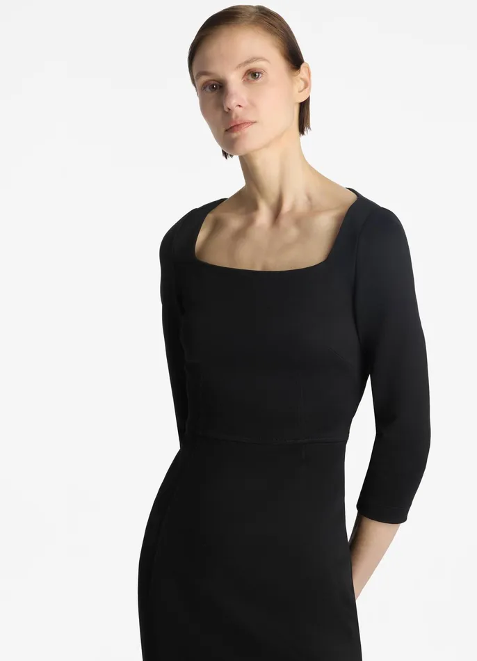 Women Workwear Dresses St John Stretch Square Neck 34 Sleeve Dress Black Women Workwear Dresses St John Stretch Square Neck 34 Sleeve Dress Black