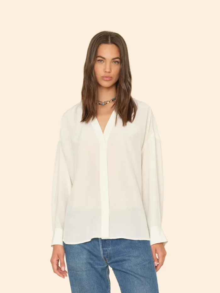 Women XRENA White Agate Frances Silk Shirt Shirts