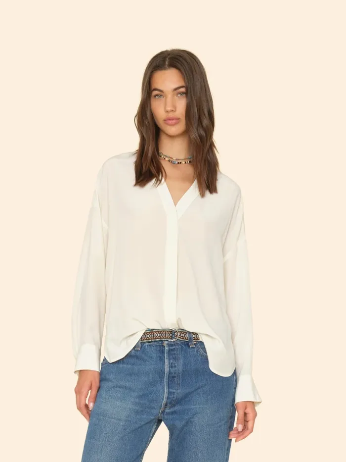 Women XRENA White Agate Frances Silk Shirt Shirts Women XRENA White Agate Frances Silk Shirt Shirts