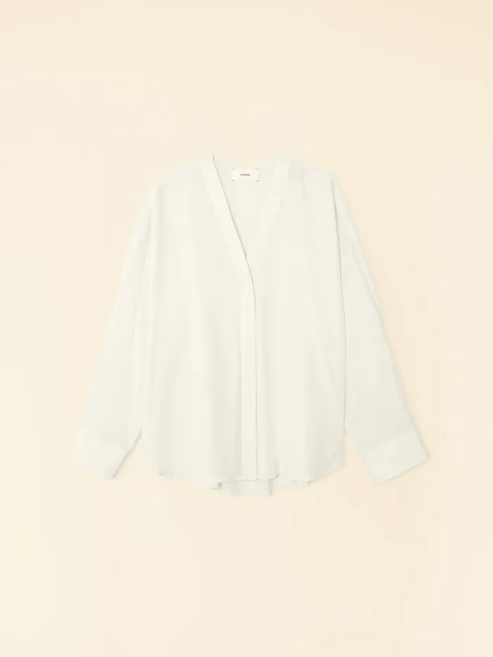 Women XRENA White Agate Frances Silk Shirt Shirts Women XRENA White Agate Frances Silk Shirt Shirts