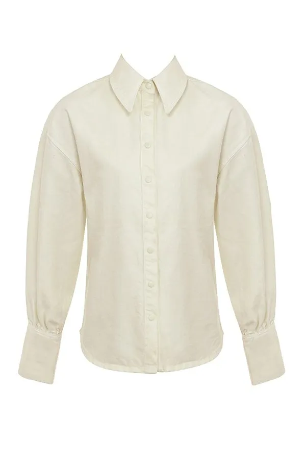 Women Zuri Ivory Denim Shirt House Of CB Tops