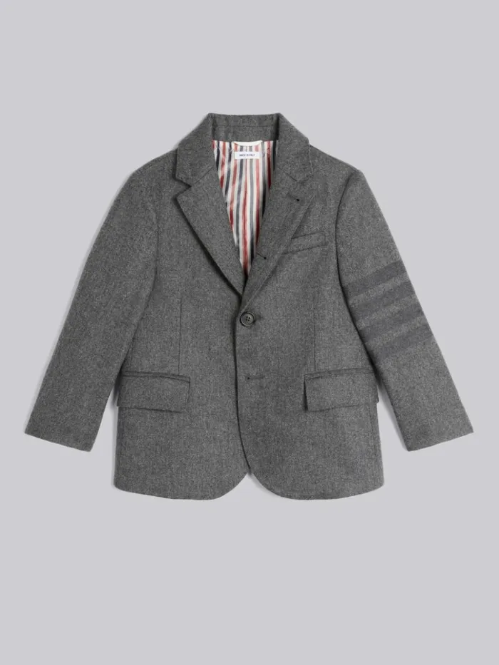 Wool Flannel Tonal Engineered 4bar Classic Sport Coat Medium Grey GirlsBoys Thom Browne Jackets And Outerwear Wool Flannel Tonal Engineered 4bar Classic Sport Coat Medium Grey GirlsBoys Thom Browne Jackets And Outerwear