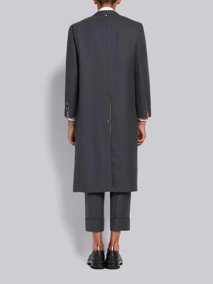 Wool Hopsack School Uniform Weave Oversized Wide Lapel Sack Overcoat Dark Grey Men Thom Browne Outerwear