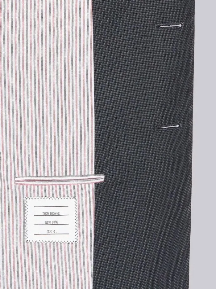 Wool Hopsack School Uniform Weave Oversized Wide Lapel Sack Overcoat Dark Grey Men Thom Browne Outerwear