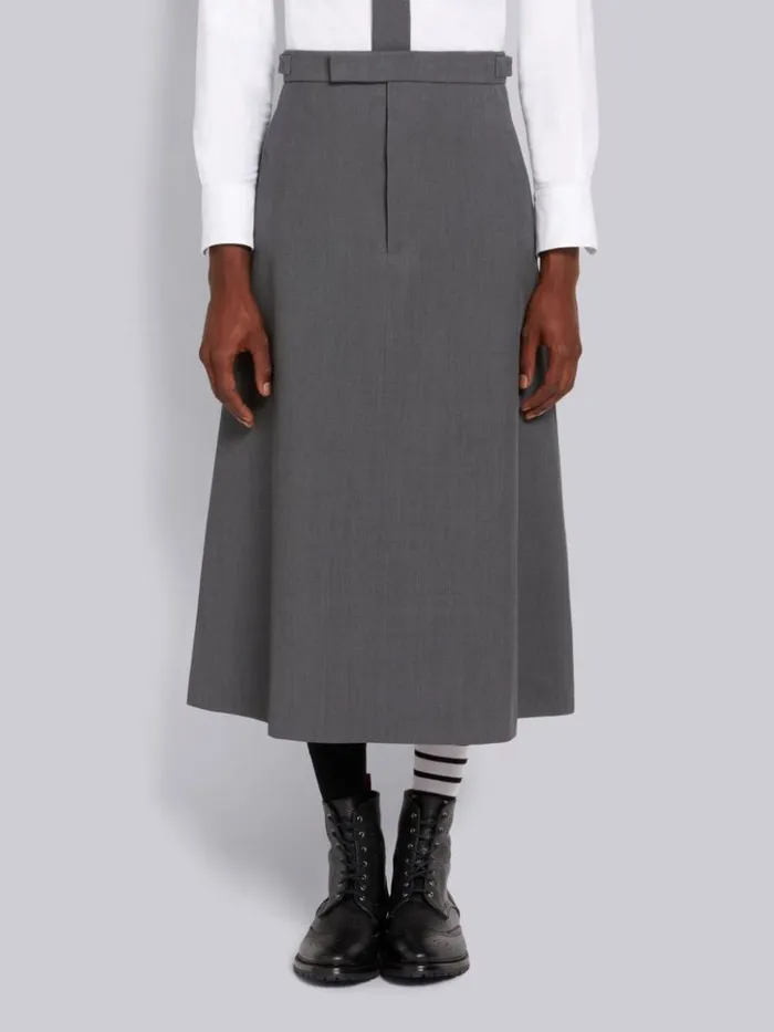 Wool Pique Suiting Calf Length Aline Skirt Medium Grey Men Thom Browne Trousers Wool Pique Suiting Calf Length Aline Skirt Medium Grey Men Thom Browne Trousers