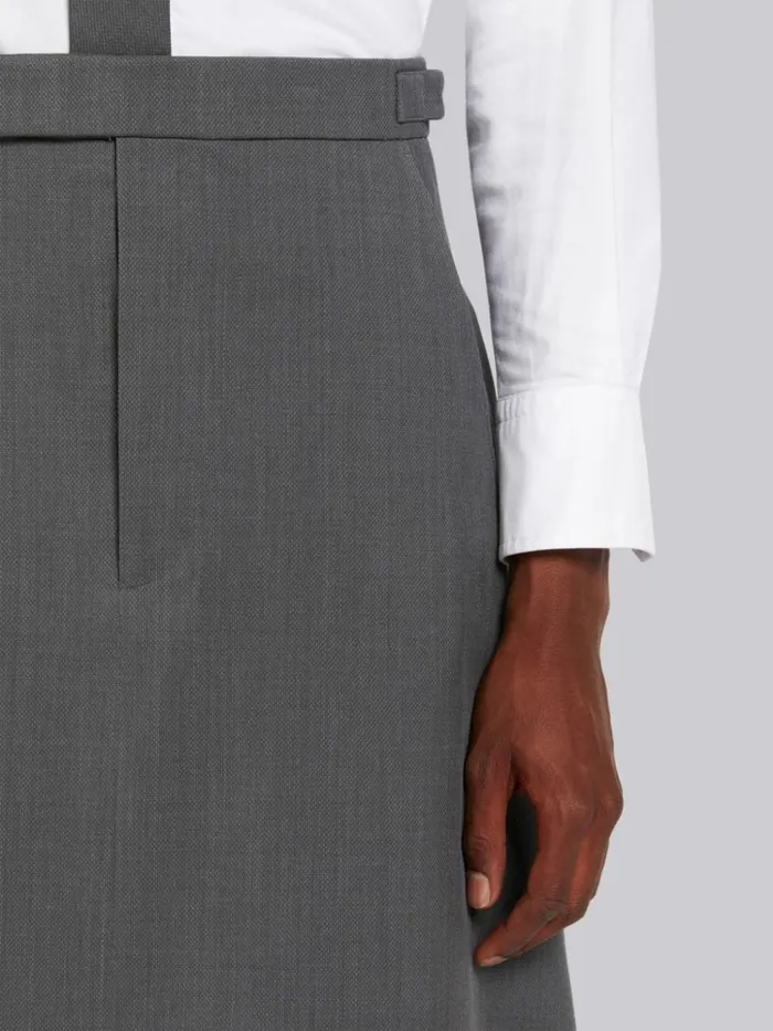 Wool Pique Suiting Calf Length Aline Skirt Medium Grey Men Thom Browne Trousers