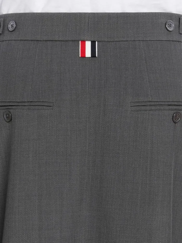 Wool Pique Suiting Calf Length Aline Skirt Medium Grey Men Thom Browne Trousers
