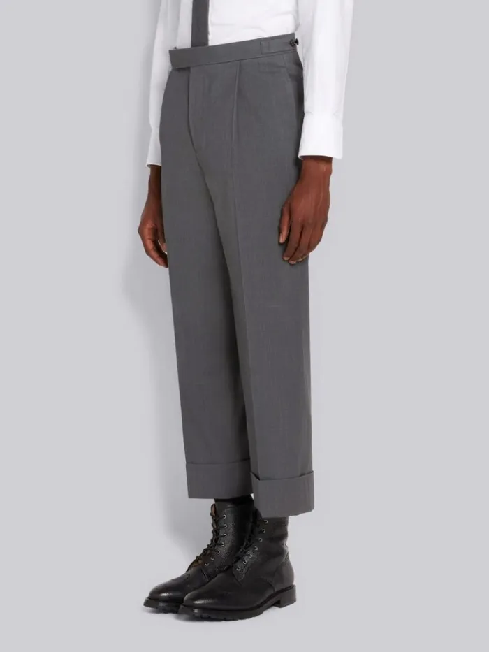 Wool Pique Suiting Single Pleat Trouser Medium Grey Men Thom Browne Trousers