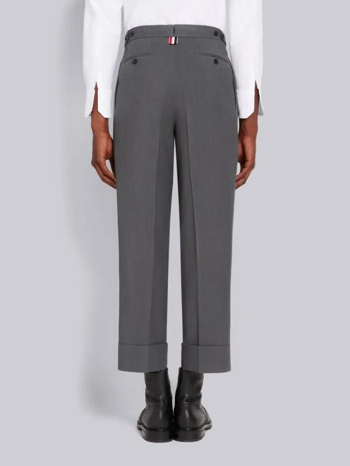 Wool Pique Suiting Single Pleat Trouser Medium Grey Men Thom Browne Trousers