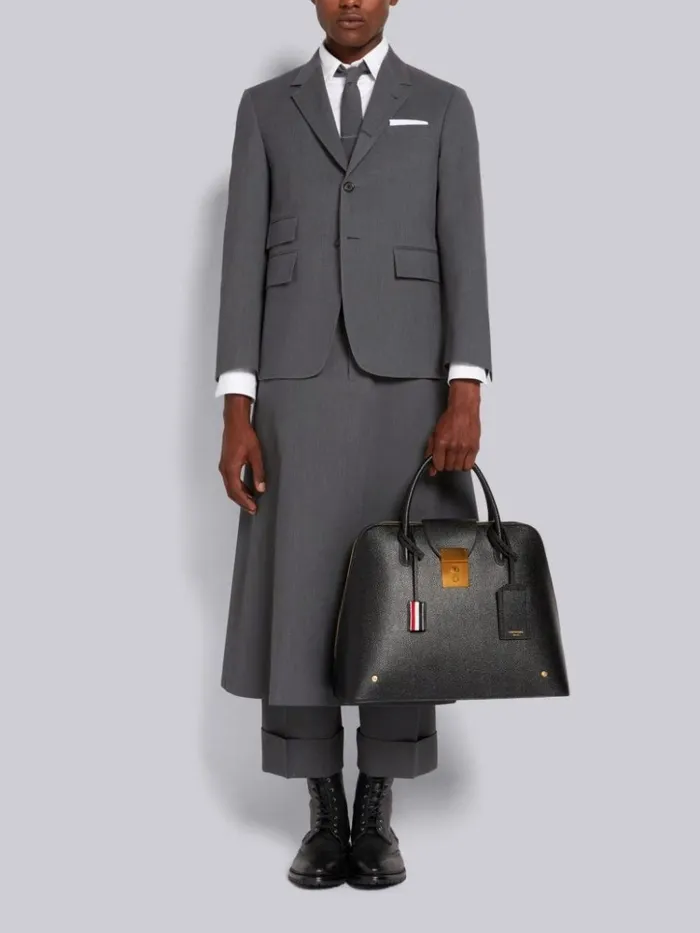 Wool Pique Suiting Single Pleat Trouser Medium Grey Men Thom Browne Trousers