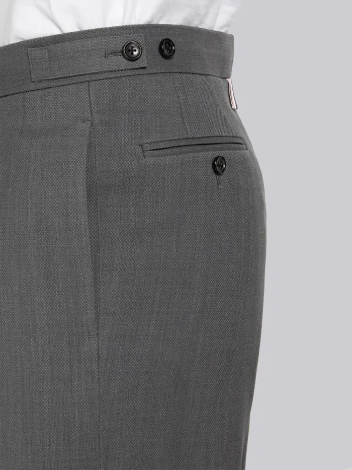 Wool Pique Suiting Single Pleat Trouser Medium Grey Men Thom Browne Trousers