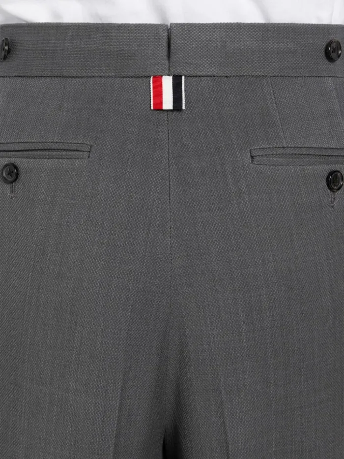 Wool Pique Suiting Single Pleat Trouser Medium Grey Men Thom Browne Trousers