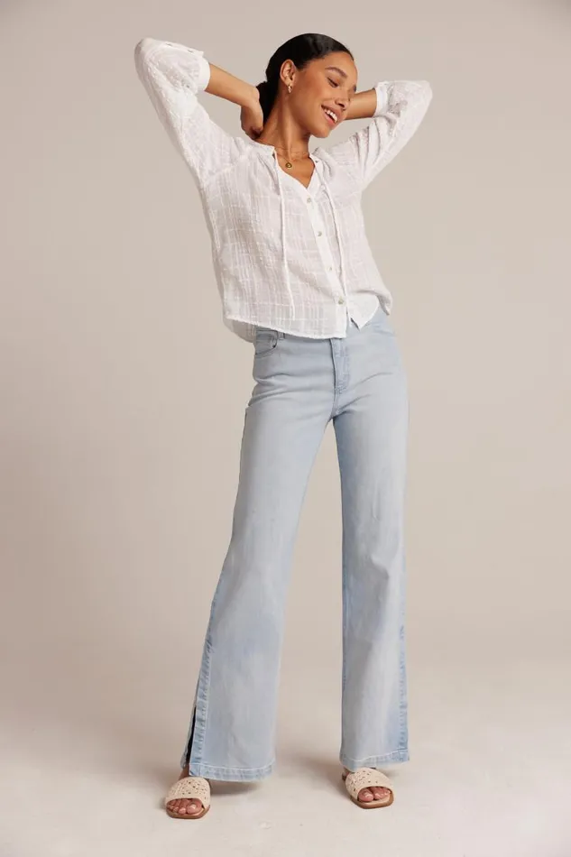 Woven Plaid Raglan Blouse 8211 White Women Bella Dahl Long Sleeve