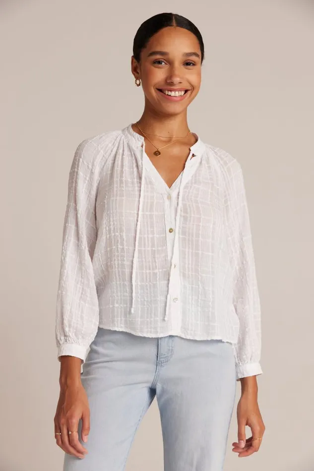 Woven Plaid Raglan Blouse 8211 White Women Bella Dahl Long Sleeve