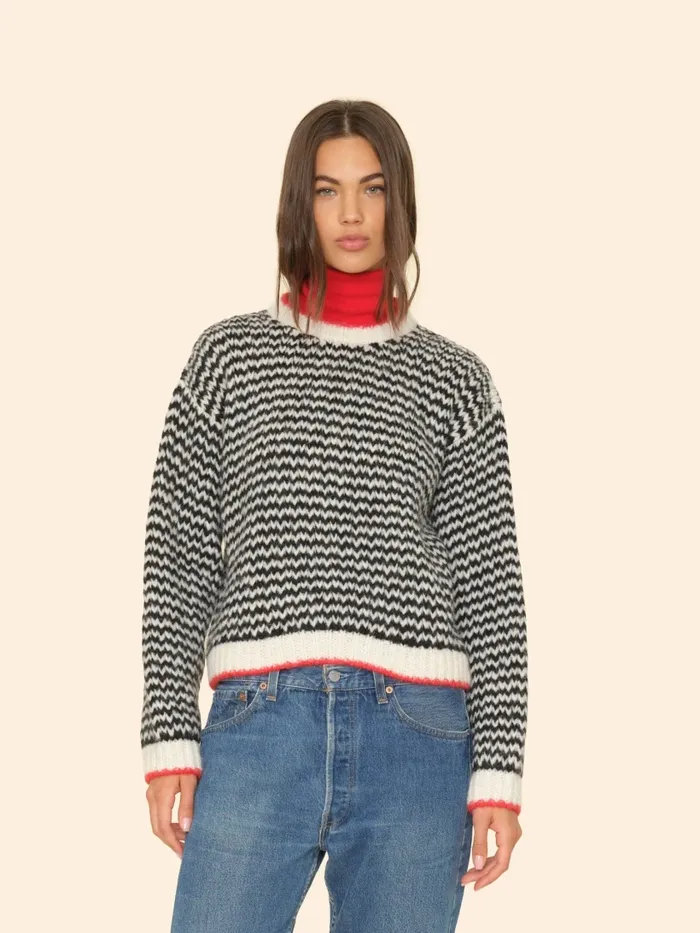 XRENA Sweaters and Jackets Women Black Creme Mabel Sweater