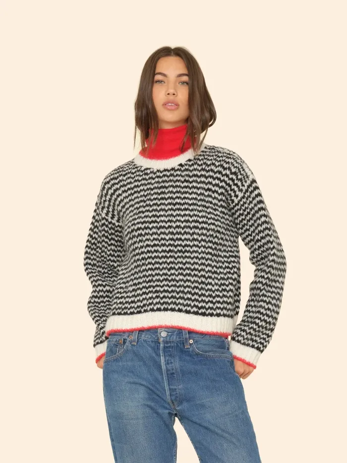 XRENA Sweaters and Jackets Women Black Creme Mabel Sweater XRENA Sweaters and Jackets Women Black Creme Mabel Sweater