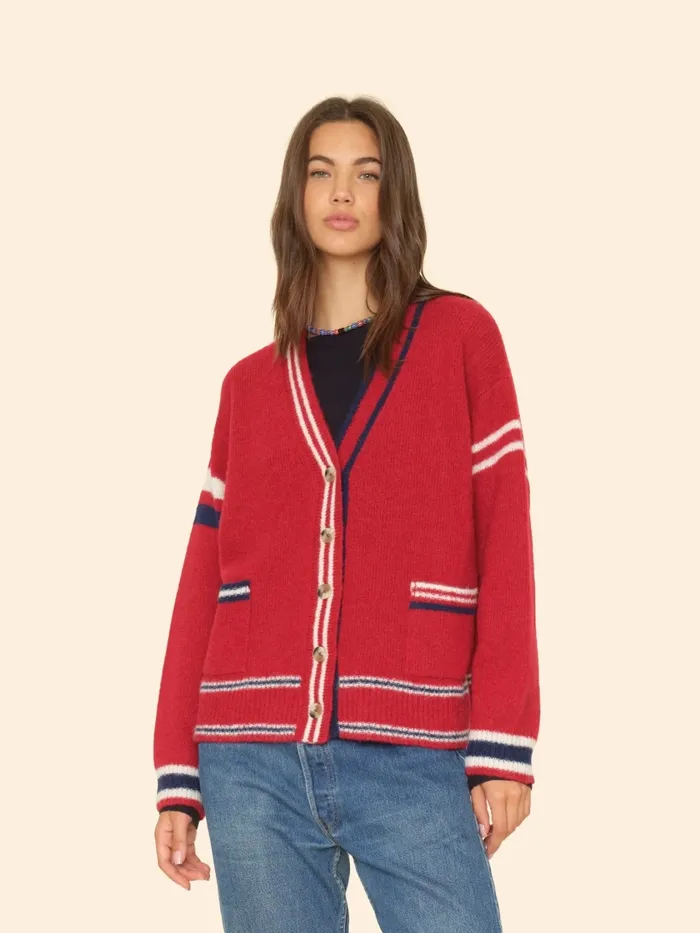 XRENA Sweaters and Jackets Women Red Blue Carey Cardigan