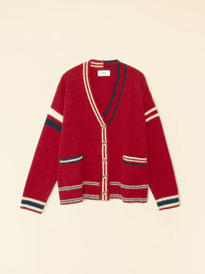 XRENA Sweaters and Jackets Women Red Blue Carey Cardigan XRENA Sweaters and Jackets Women Red Blue Carey Cardigan