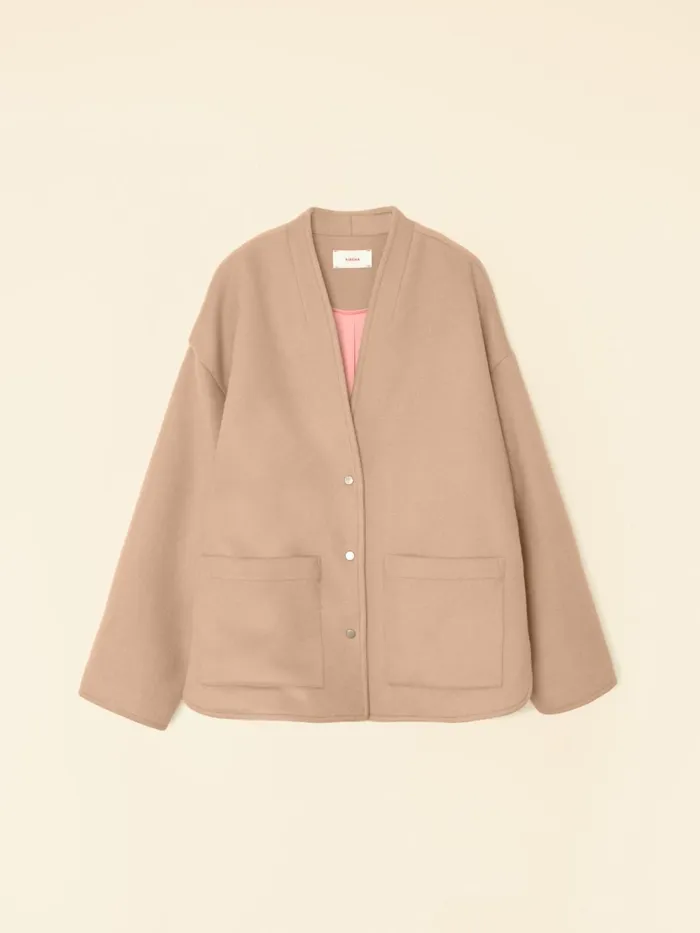 XRENA Warm Camel Reeva Jacket Women Sweaters and Jackets