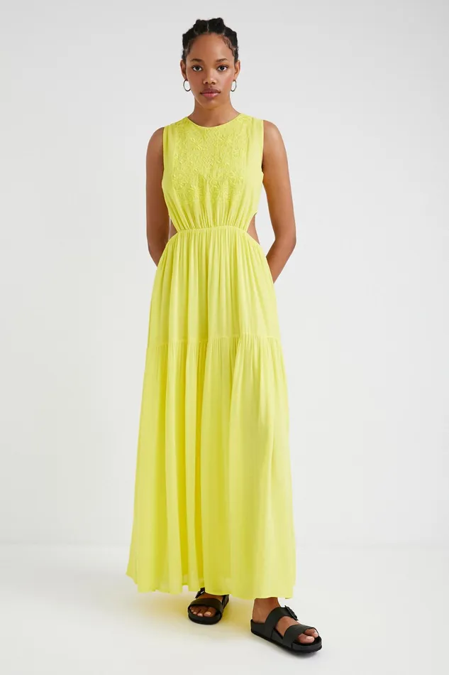 Yellow Cutout Dress Women Desigual Dresses