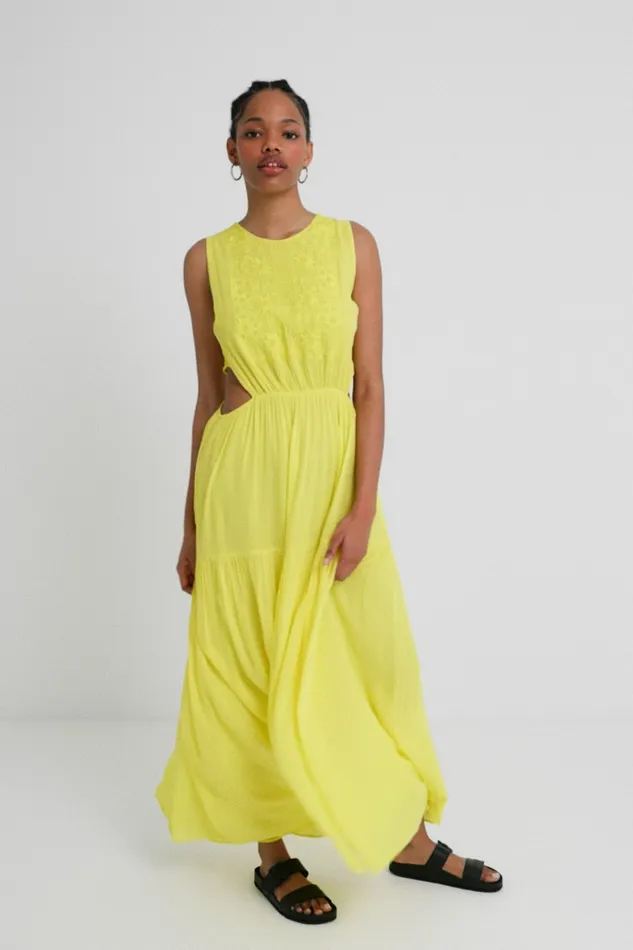 Yellow Cutout Dress Women Desigual Dresses
