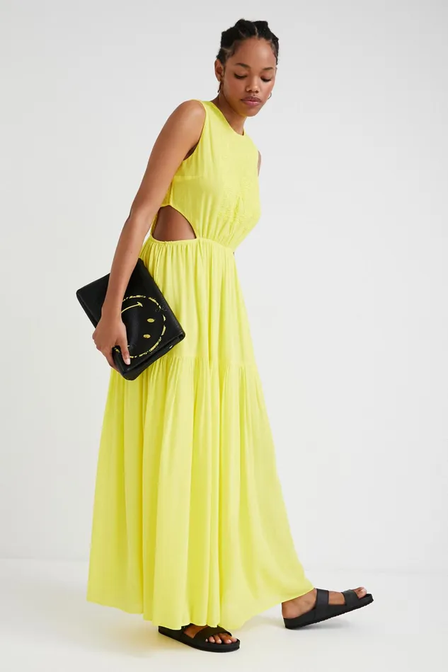 Yellow Cutout Dress Women Desigual Dresses
