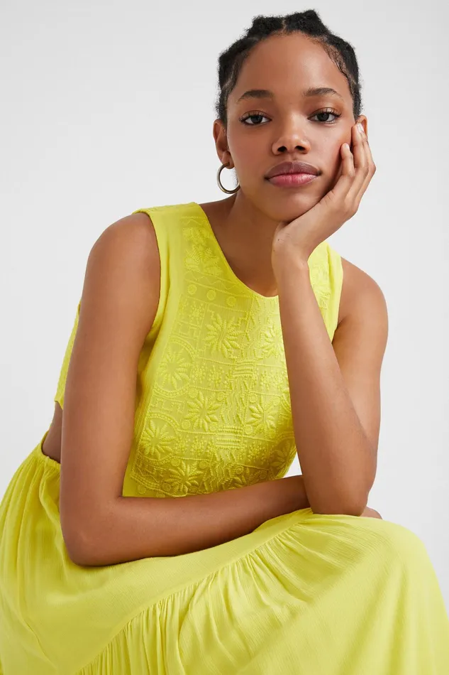 Yellow Cutout Dress Women Desigual Dresses