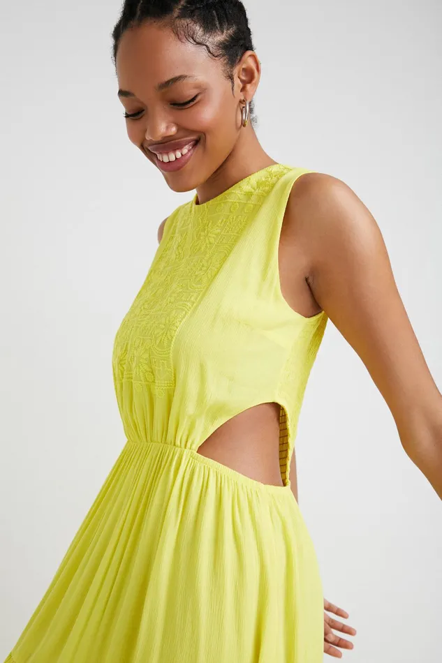 Yellow Cutout Dress Women Desigual Dresses