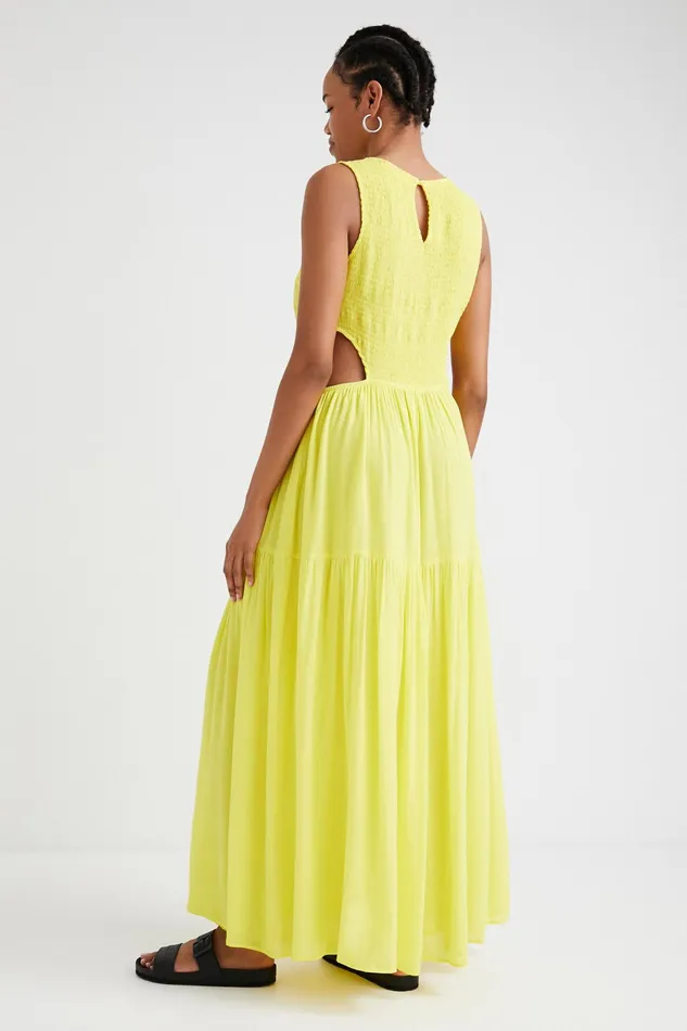 Yellow Cutout Dress Women Desigual Dresses