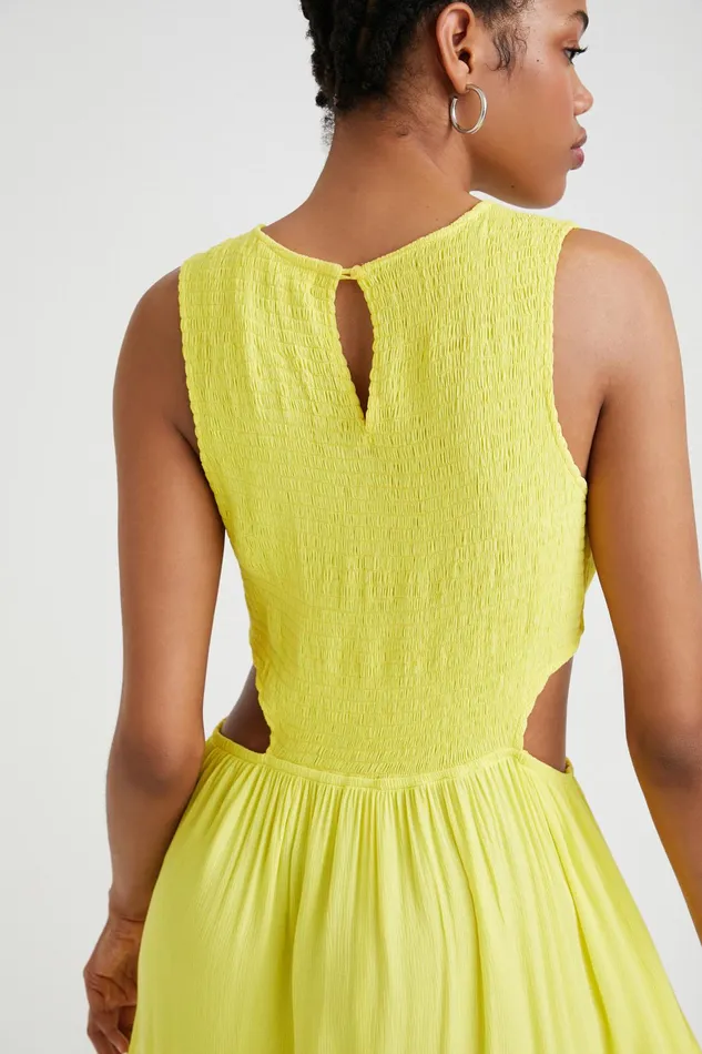 Yellow Cutout Dress Women Desigual Dresses