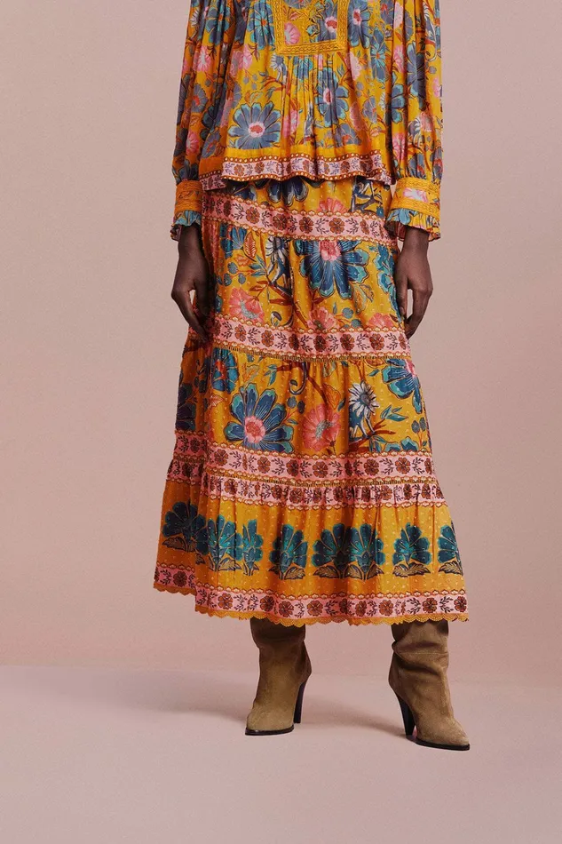 Yellow Mica Maxi Skirt Women FARM Rio Skirts Yellow Mica Maxi Skirt Women FARM Rio Skirts