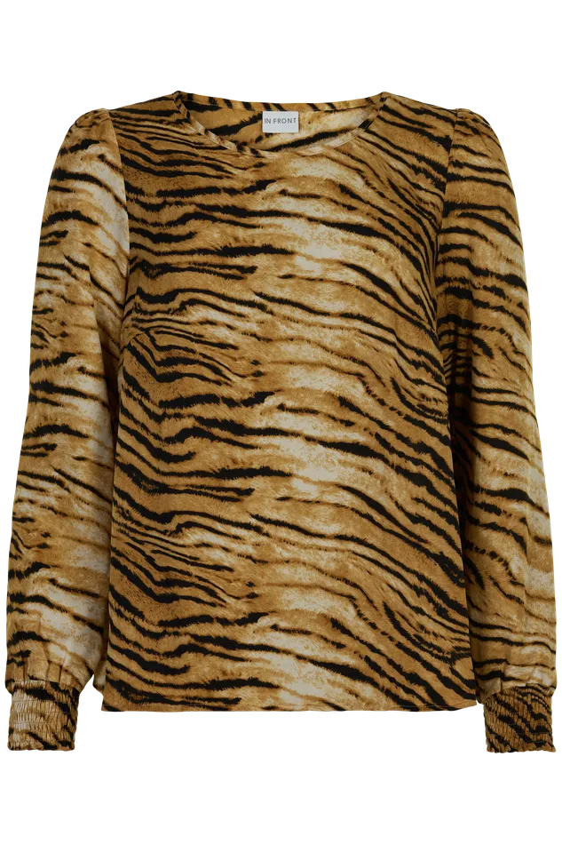 ZARINA BLOUSE 14692 821 Light Brown 821 Women IN FRONT BLOUSES SHIRTS