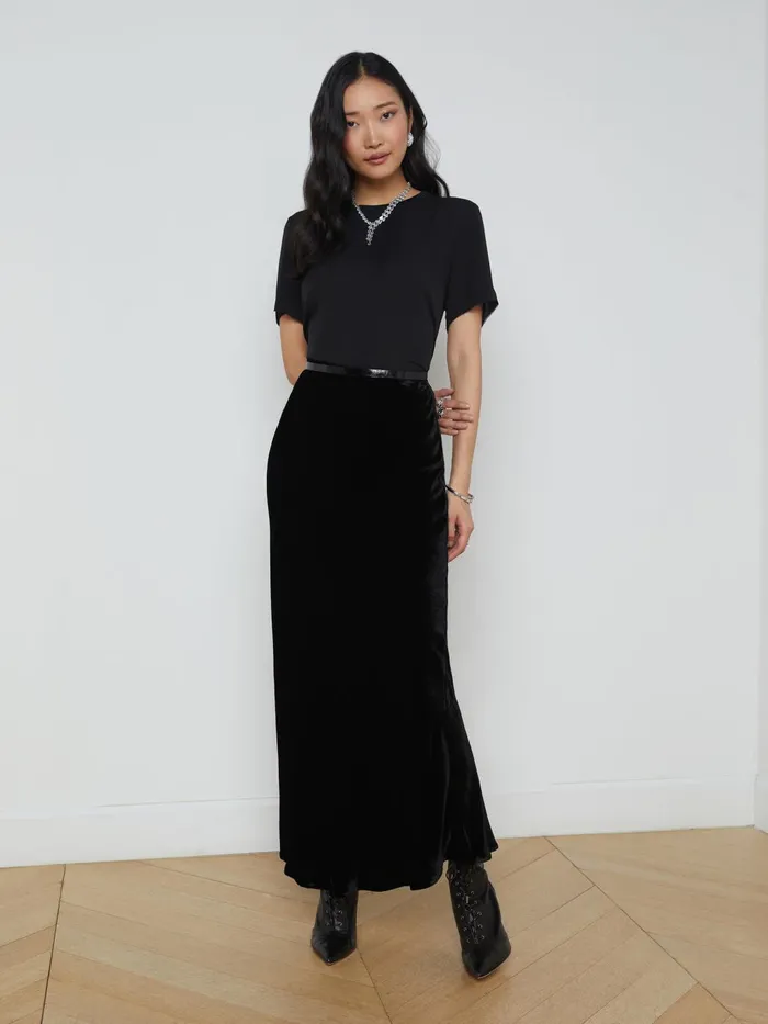 Zeta Velvet Maxi Skirt Velvet Black Women L039Agence Skirts