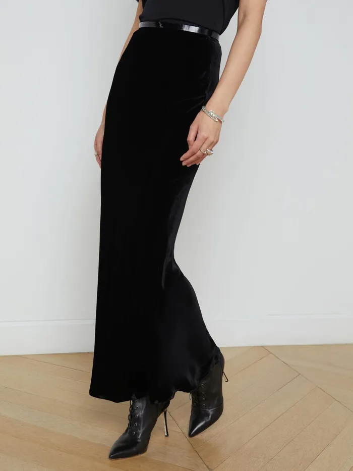 Zeta Velvet Maxi Skirt Velvet Black Women L039Agence Skirts Zeta Velvet Maxi Skirt Velvet Black Women L039Agence Skirts